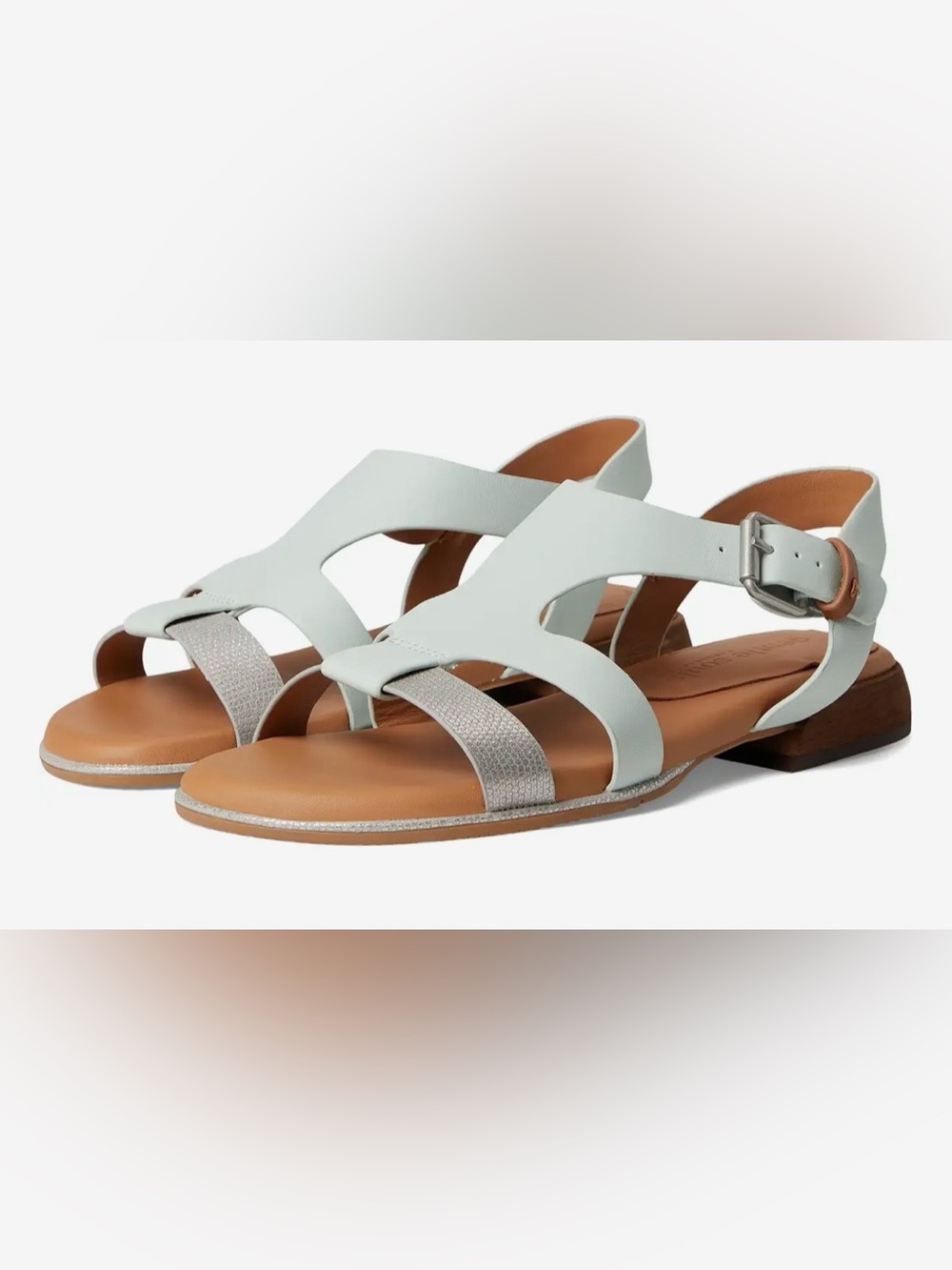 gentle souls Haisley Pale Blue Slingback Sandals with Silver Strap